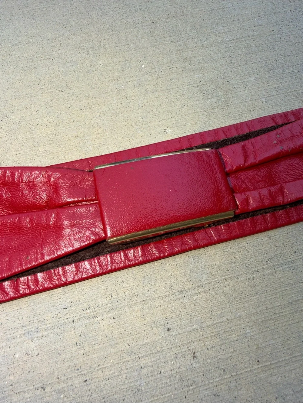 Vintage Red Leather Bow Style Waist Belt